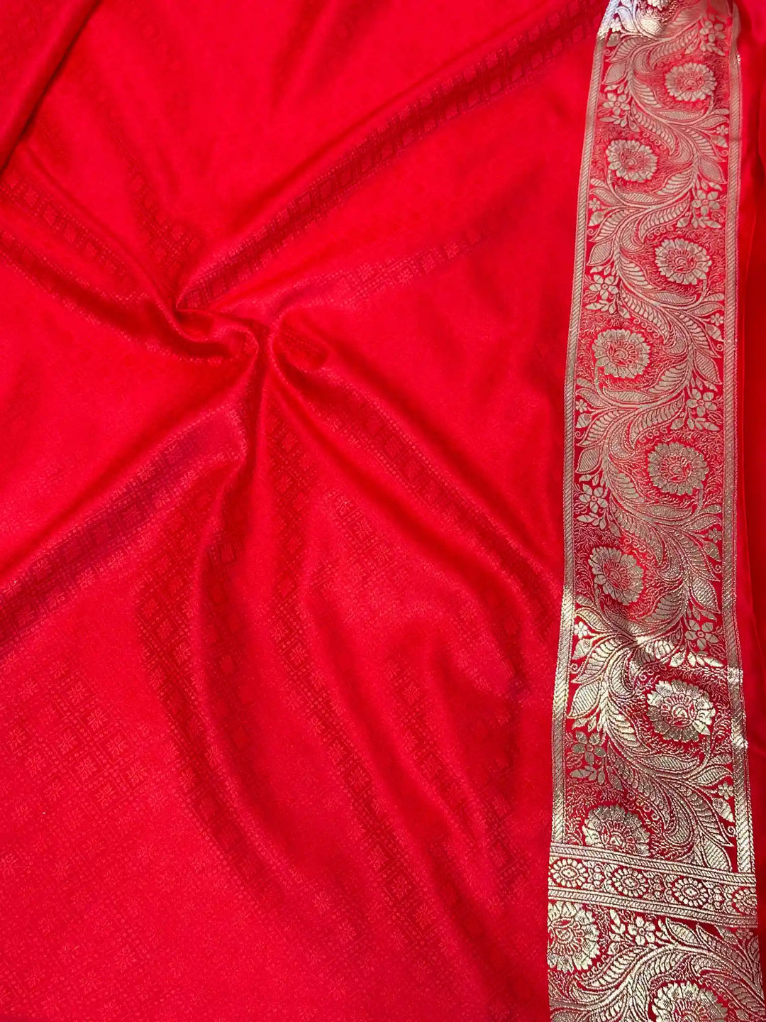 Bridal Red Intricate Weave Mashru Katan Saree