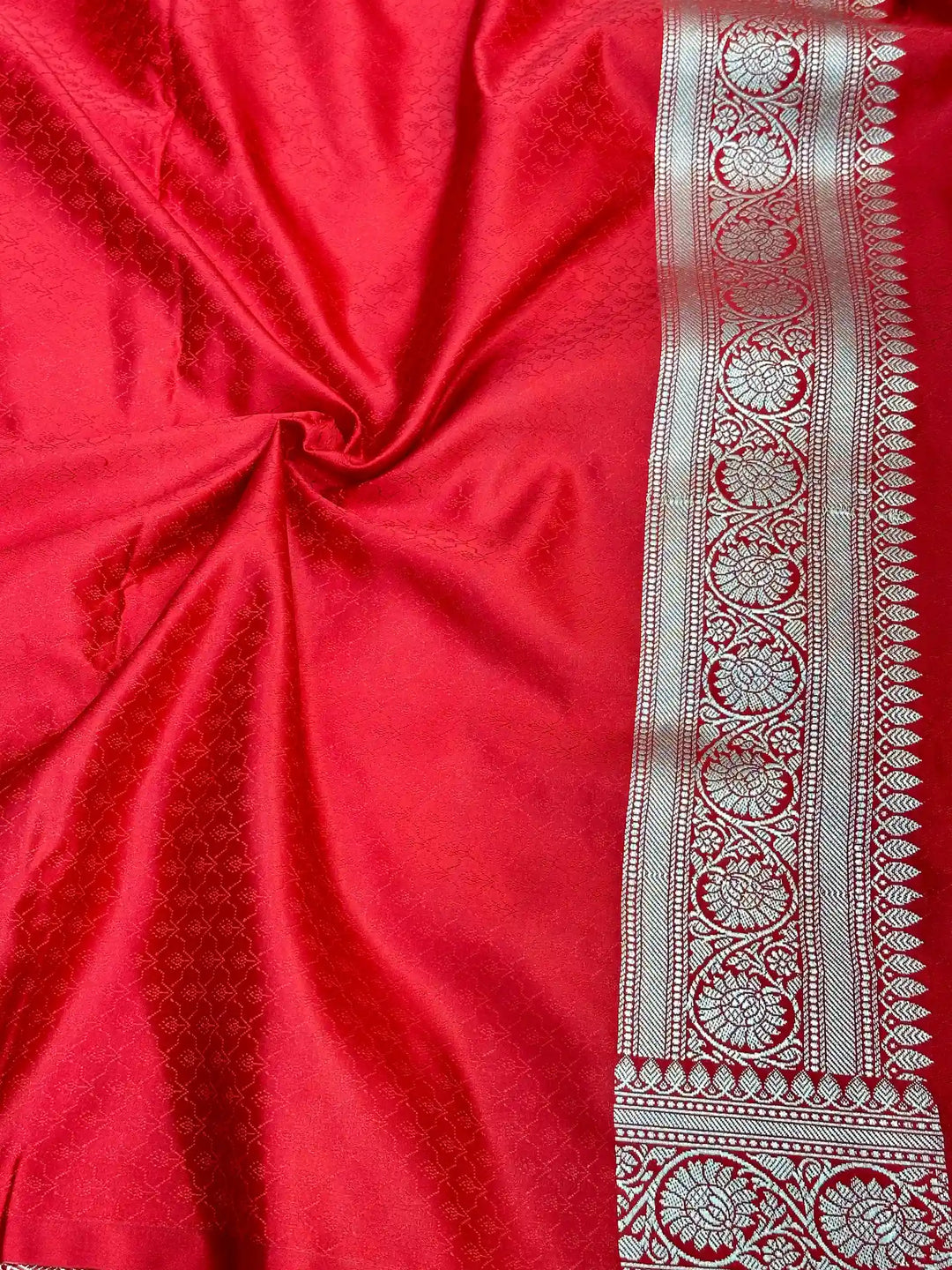 Bridal Red Mashru Katan Silk Leheriya Weave Banarasi Saree