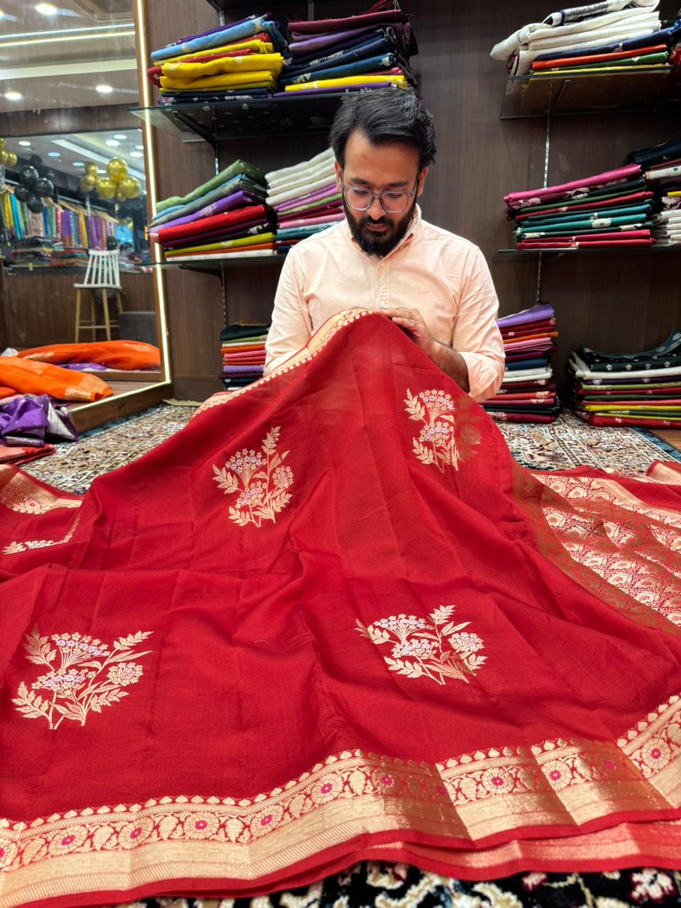 Bridal Red Pure Raw Mango Silk Heritage Banarasi Saree