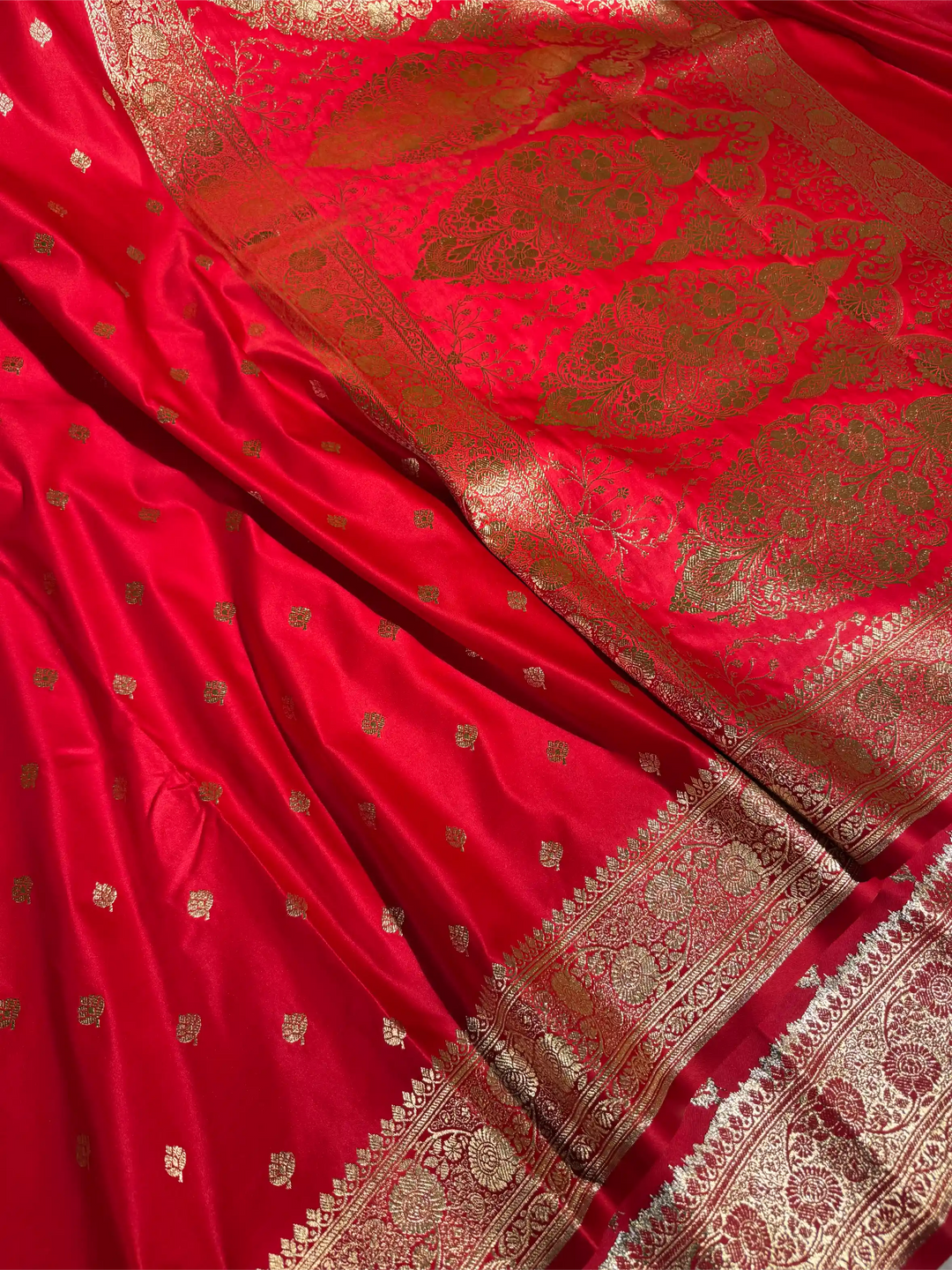 Bridal Red Satin Silk Bridal Heritage Banarasi Saree