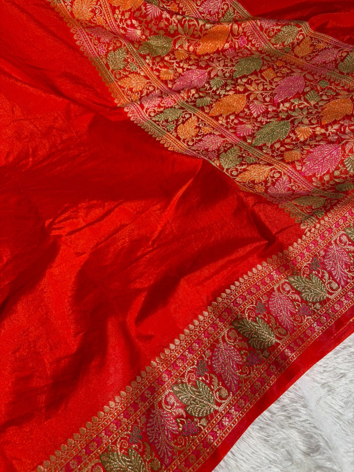 Bridal Red Warm Silk Tilfi Meena Banarasi saree 