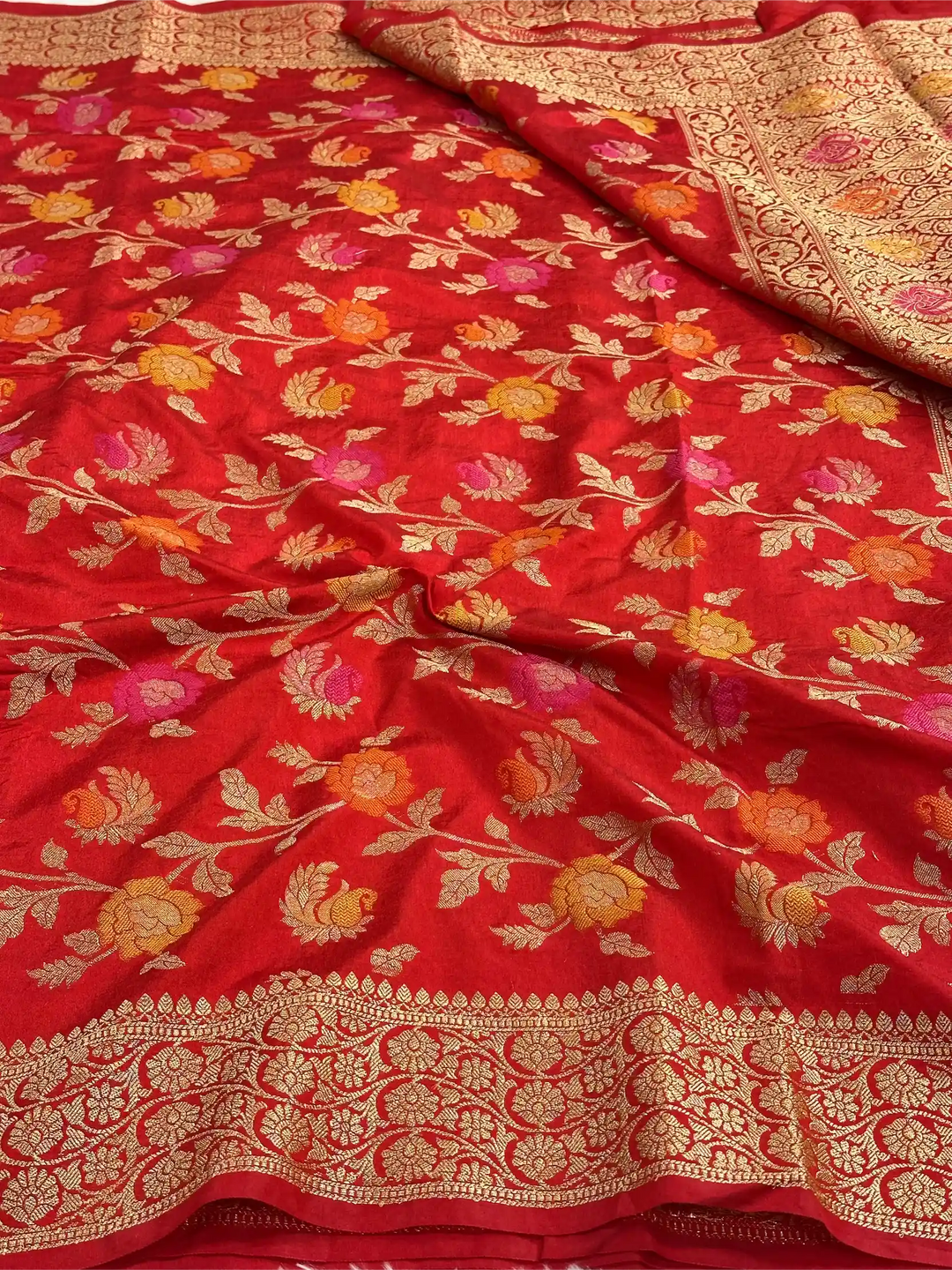 Bridal Red Warm Silk Tilfi Meenakari Banarasi Saree
