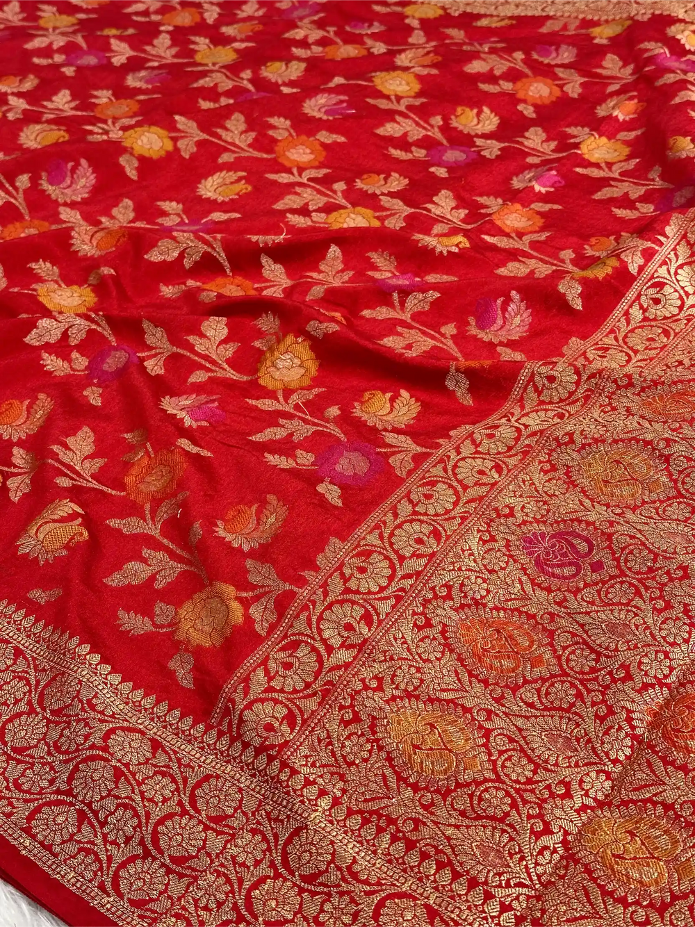 Bridal Red Warm Silk Tilfi Meenakari Banarasi Saree