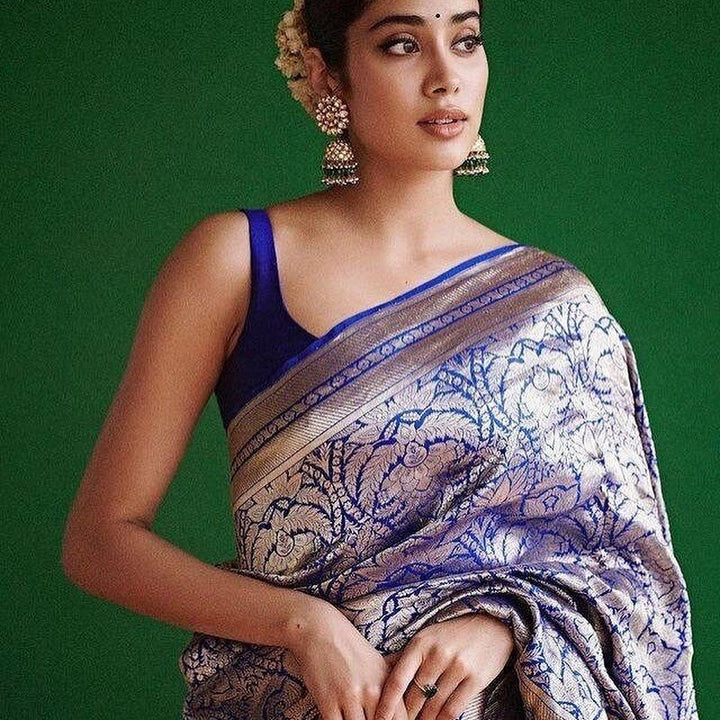 Bridal Red Janhvi Kapoor Inspired Katan Silk Saree