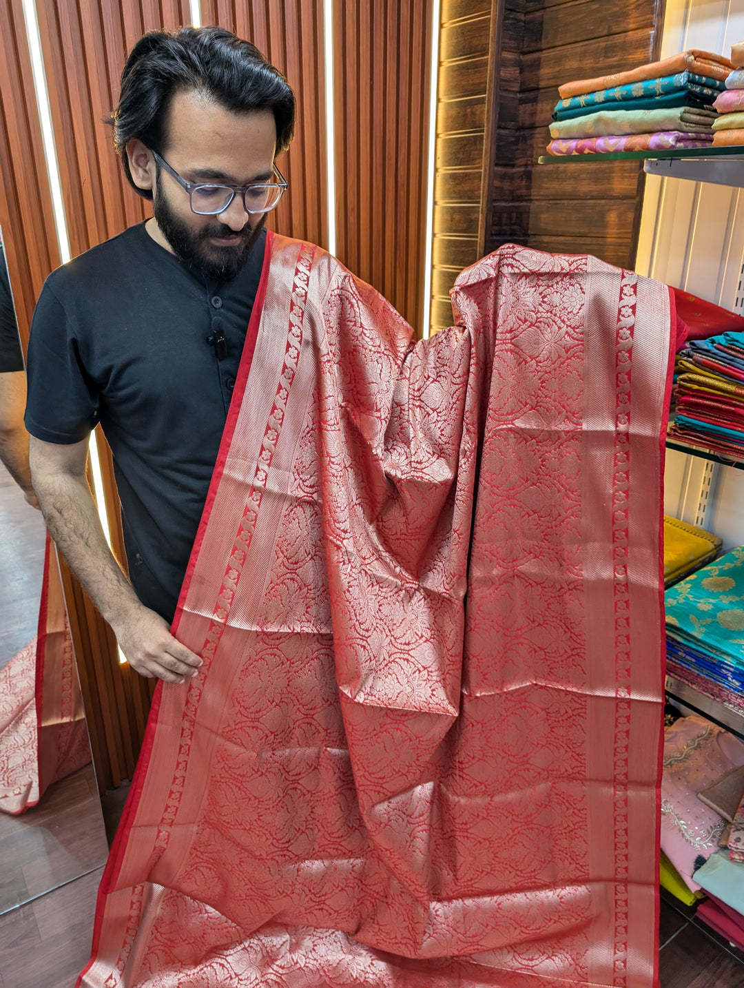Bridal Red Janhvi Kapoor Inspired Katan Silk Saree