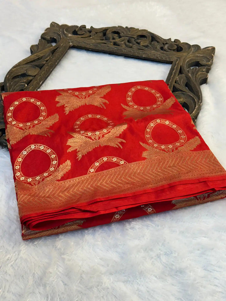 Bridal red pure Katan silk intricate Banarasi saree
