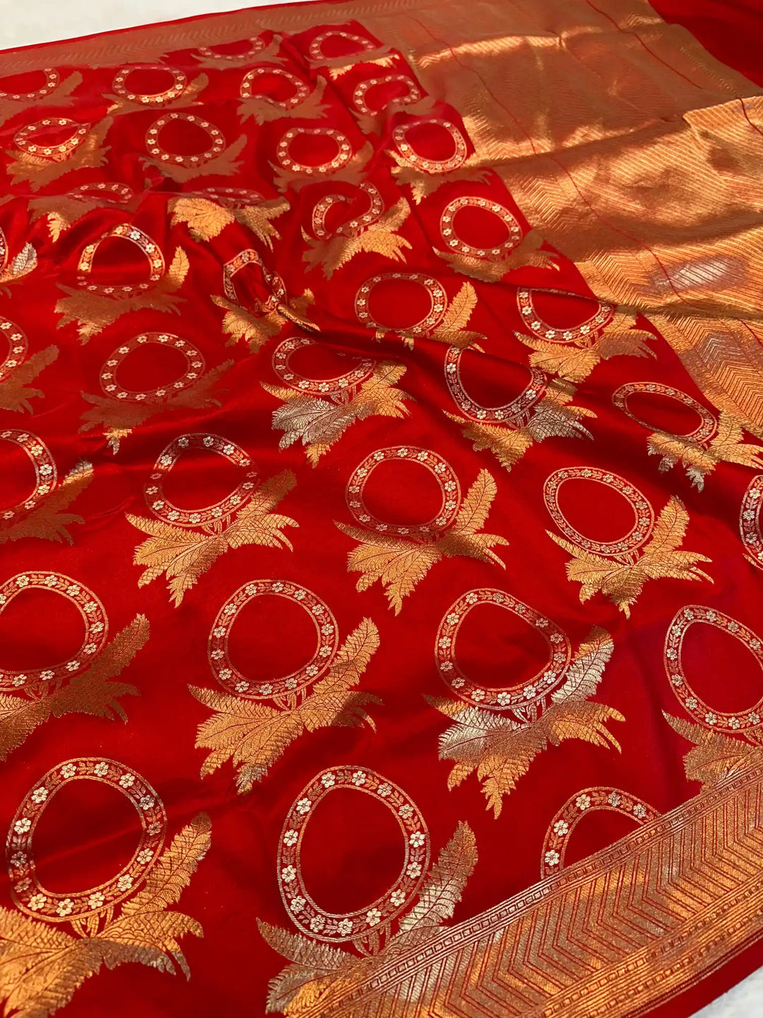 Bridal red pure Katan silk intricate Banarasi saree