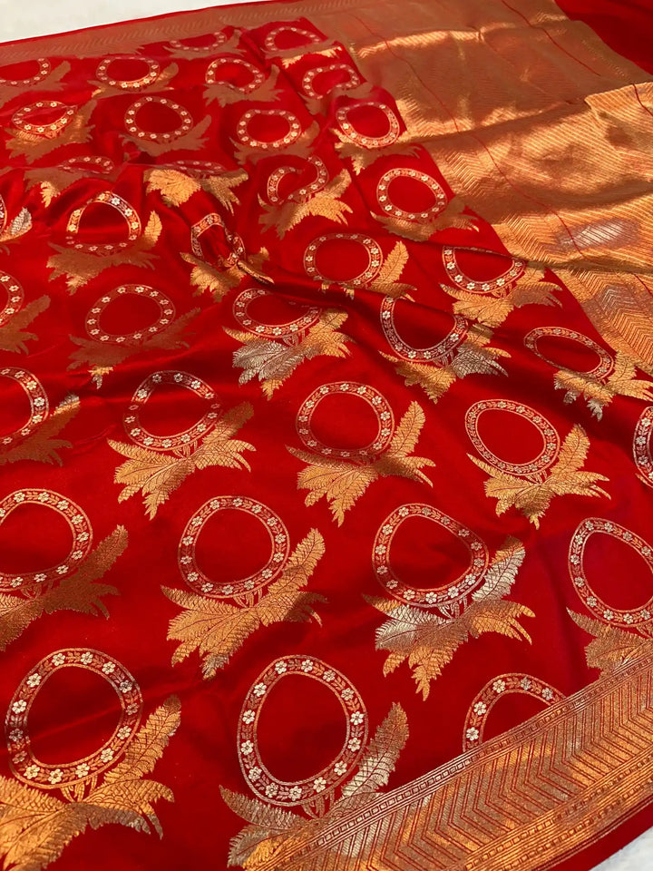 Bridal red pure Katan silk intricate Banarasi saree