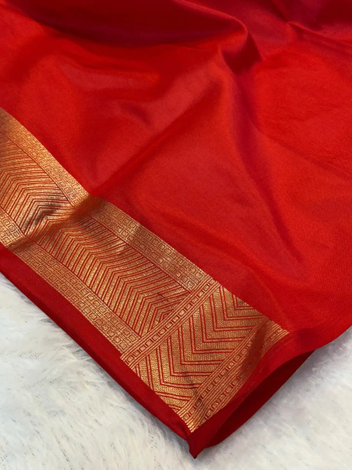 Bridal red pure Katan silk intricate Banarasi saree