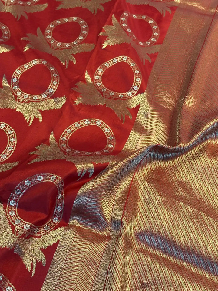 Bridal red pure Katan silk intricate Banarasi saree