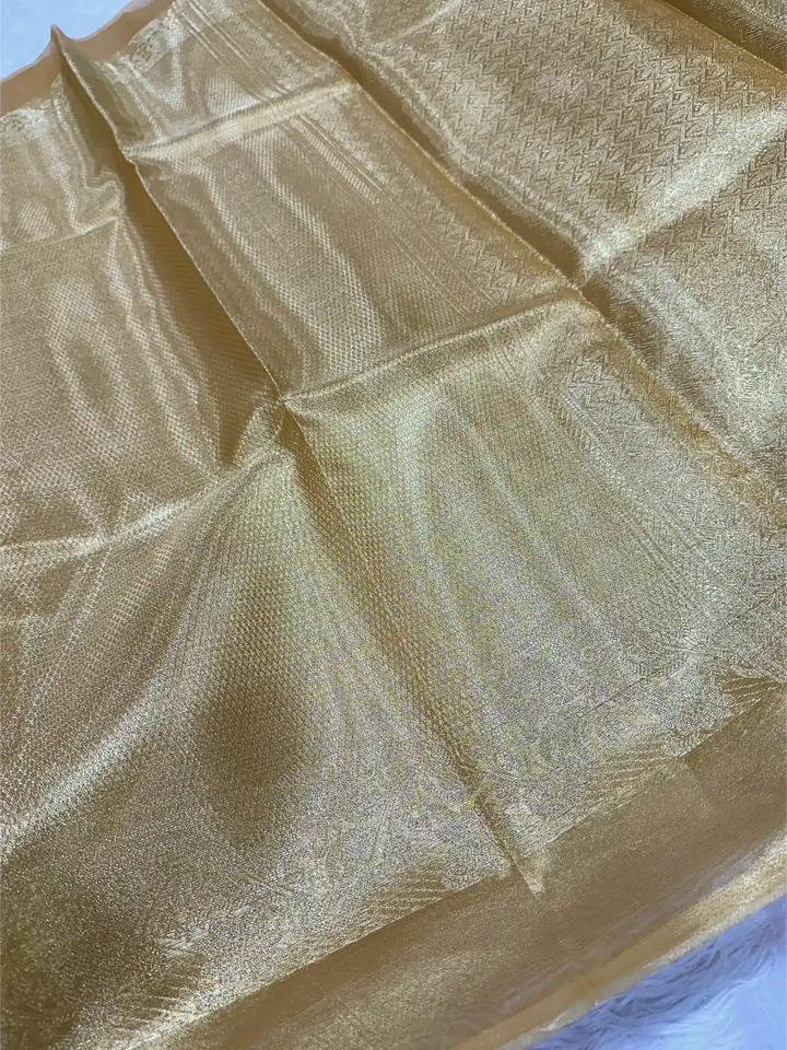 Bright Gold Kanjivaram Brocade Tissue Silk saree