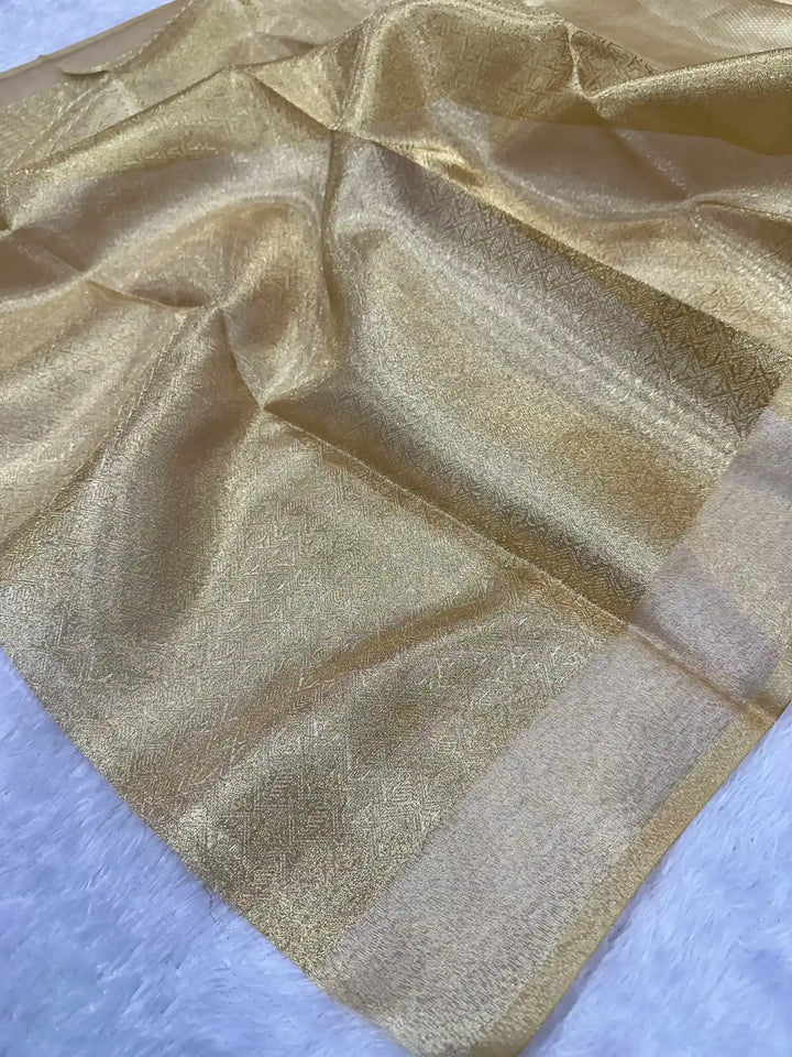 Bright Gold Kanjivaram Brocade Tissue Silk saree