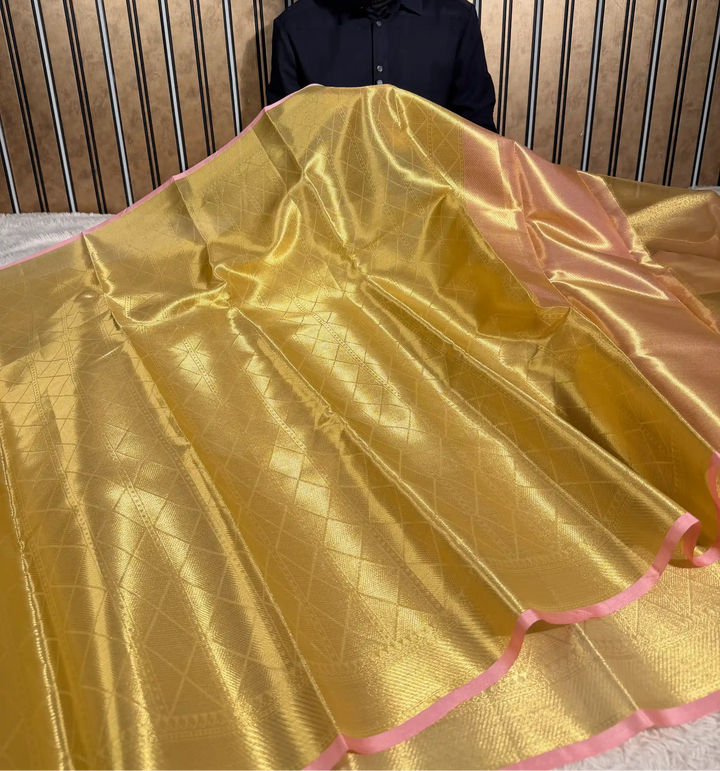Bright Gold Kanjivaram Tissue Jacquard Saree