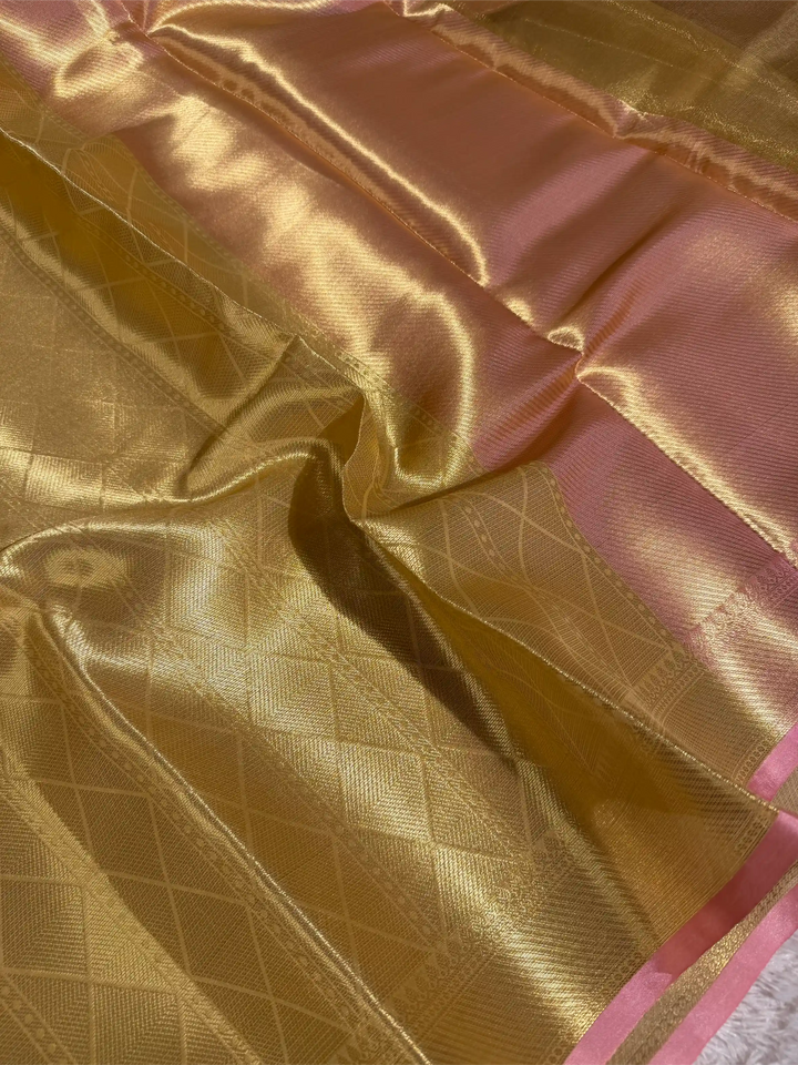 Bright Gold Kanjivaram Tissue Jacquard Saree