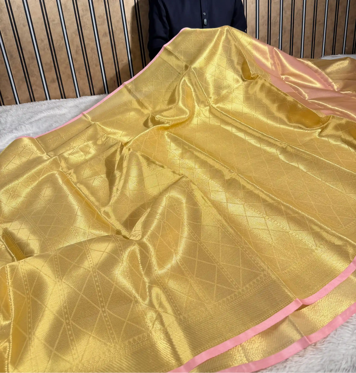 Bright Gold Kanjivaram Tissue Jacquard Saree