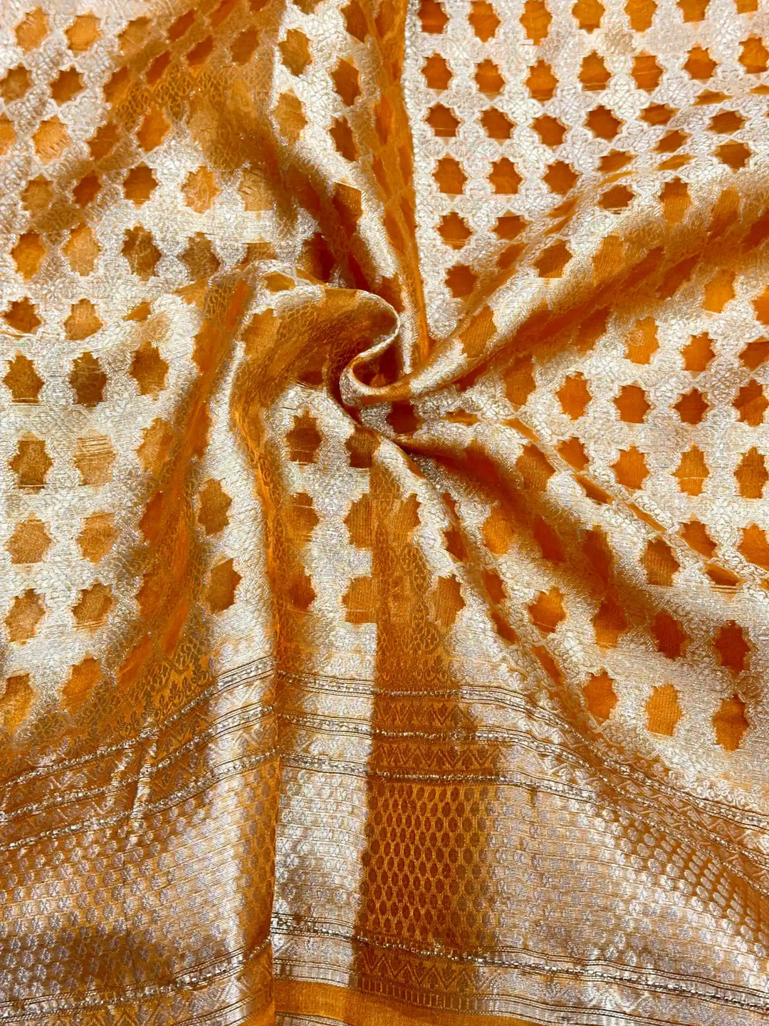 Bright Mustard Premium Handwork Pure Tissue Silk Banarasi Saree