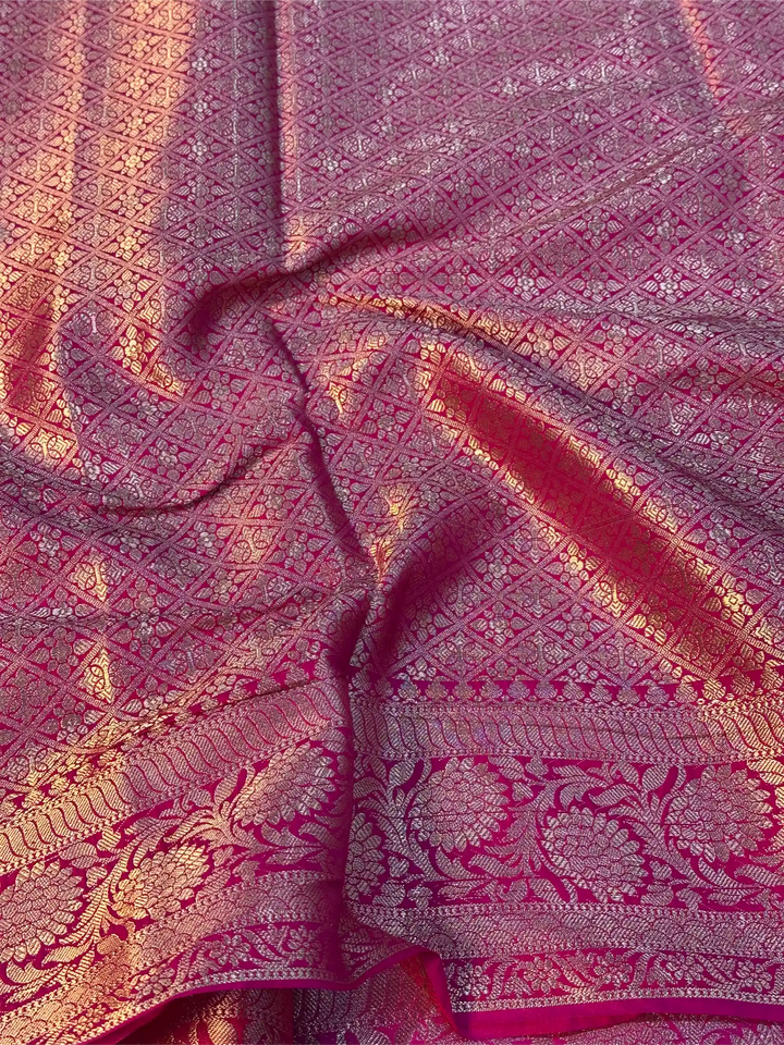 Bright Orange Chiniya Silk Khaddi Buti Banarasi Saree