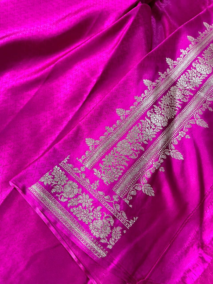 Bright Rani Pink Mashru Katan Silk Banarasi Saree