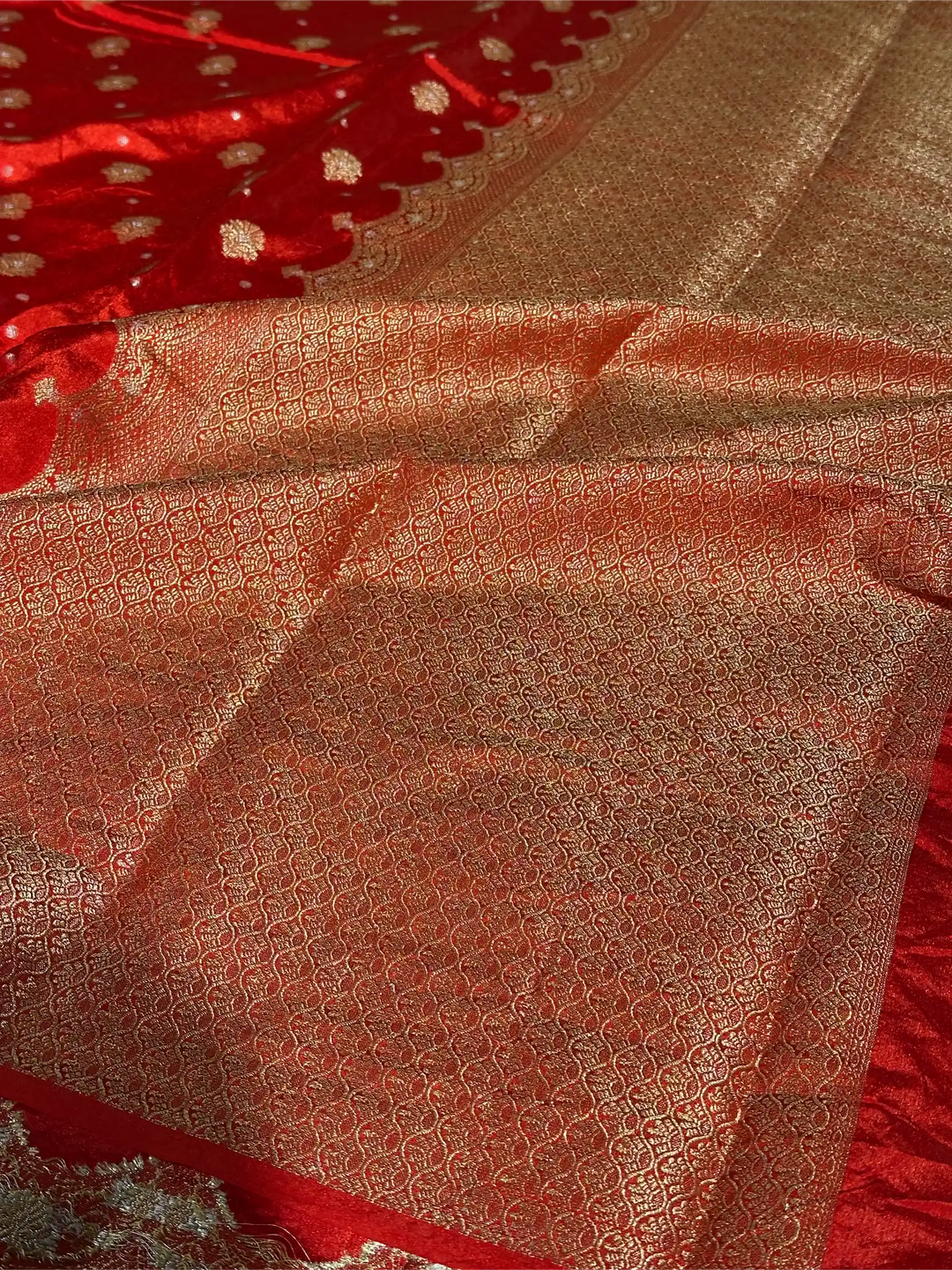 Bright Red Warm Silk Heritage Meenakari Silk Banarasi Saree