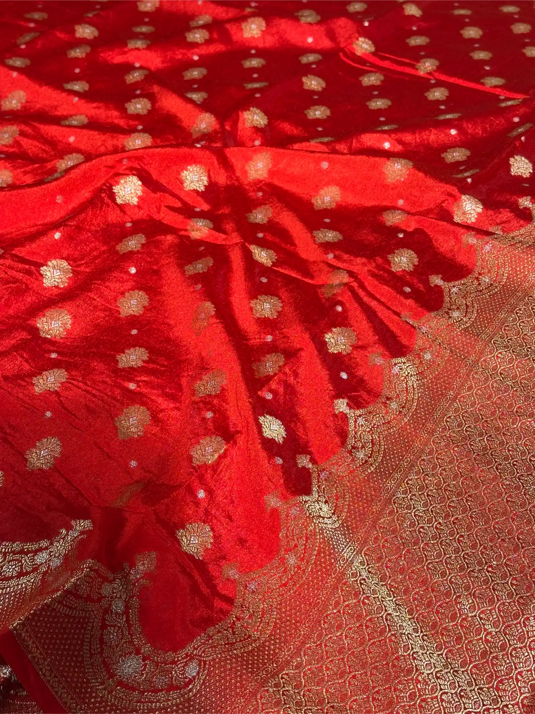 Bright Red Warm Silk Heritage Meenakari Silk Banarasi Saree