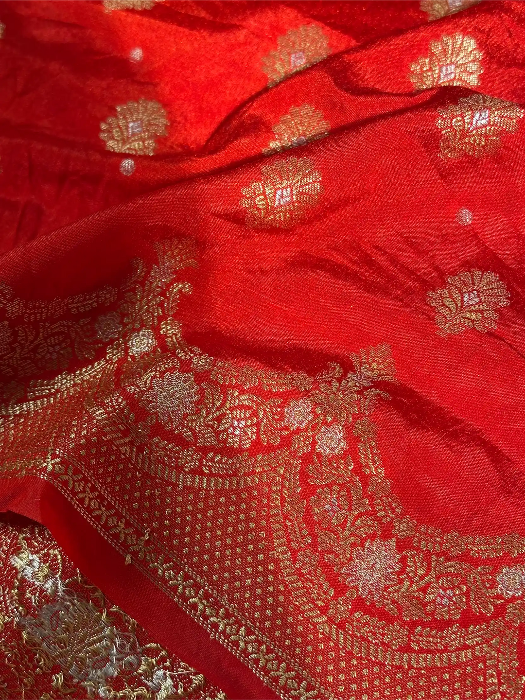 Bright Red Warm Silk Heritage Meenakari Silk Banarasi Saree