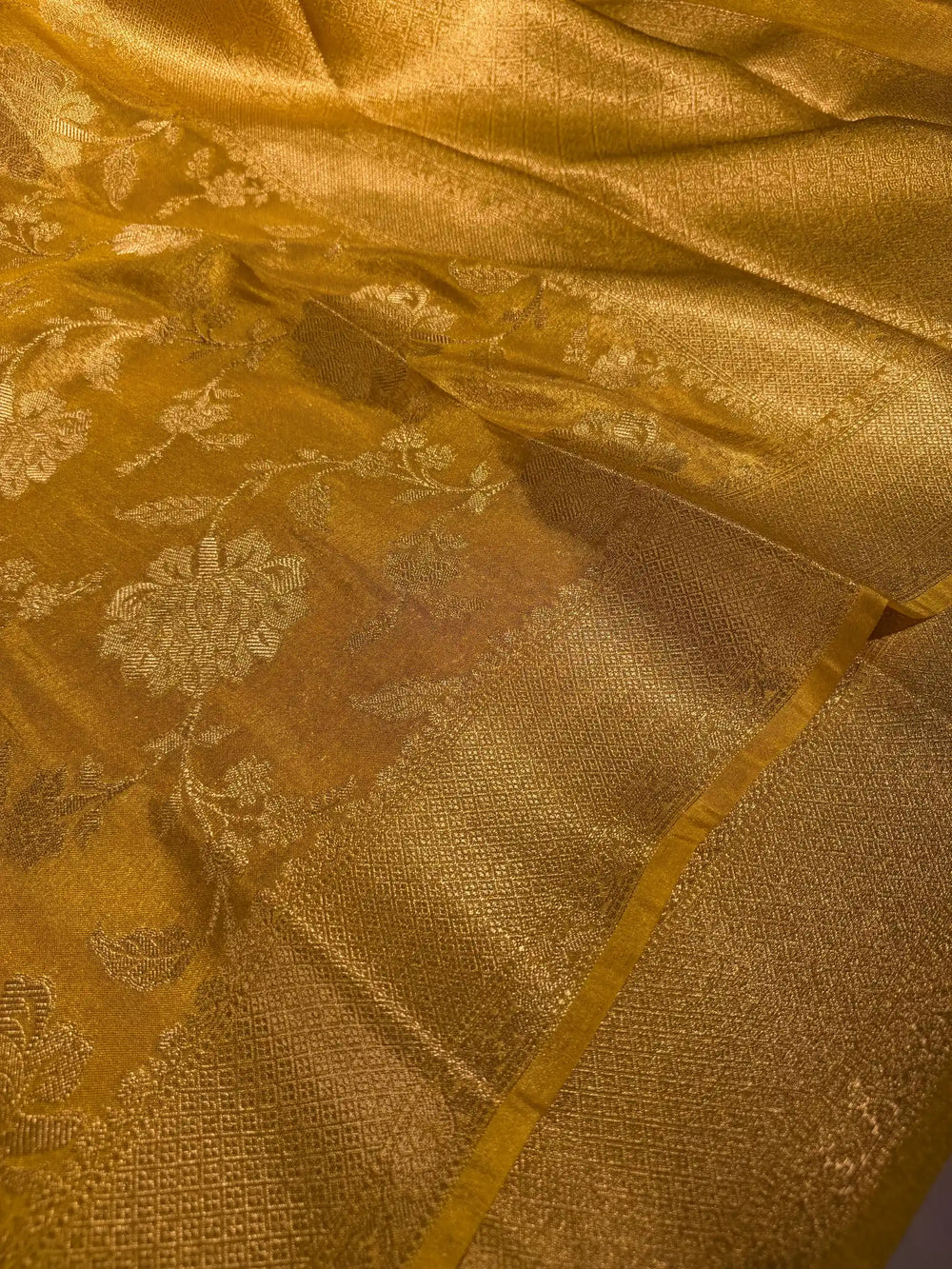 Bright Yellow Breathable Tissue Silk Banarasi Saree
