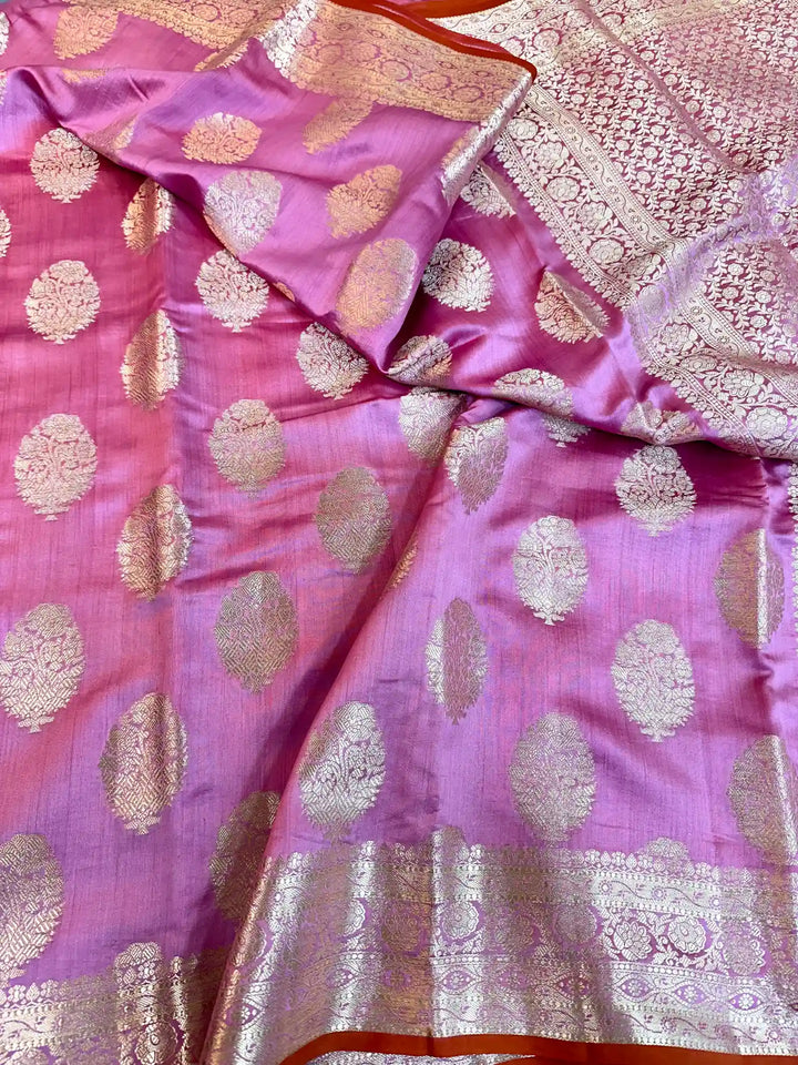 Bright Pink Pure Chiniya Silk Banarasi Saree