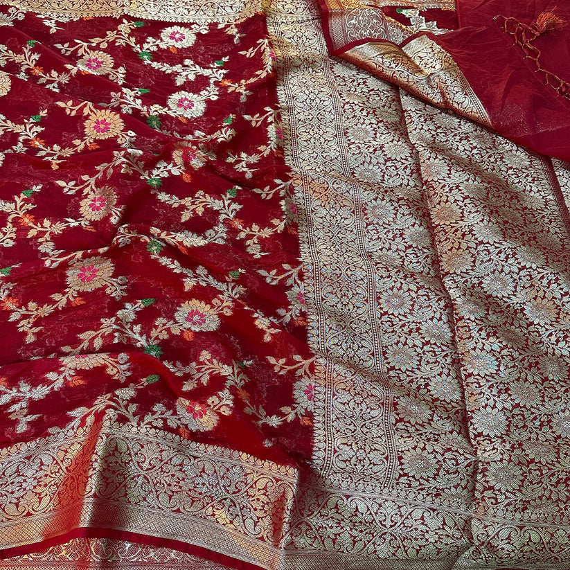 Semi Georgette Silk Banarasi Saree