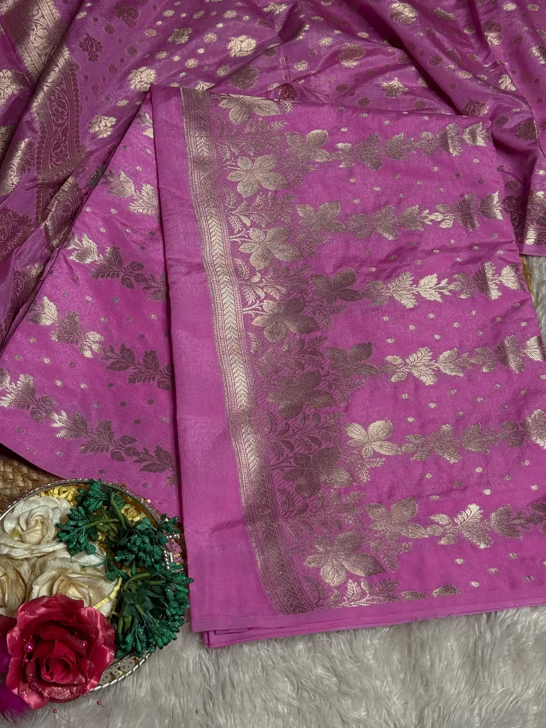 Pink 3 Pcs Chinia Banarasi Suit Set