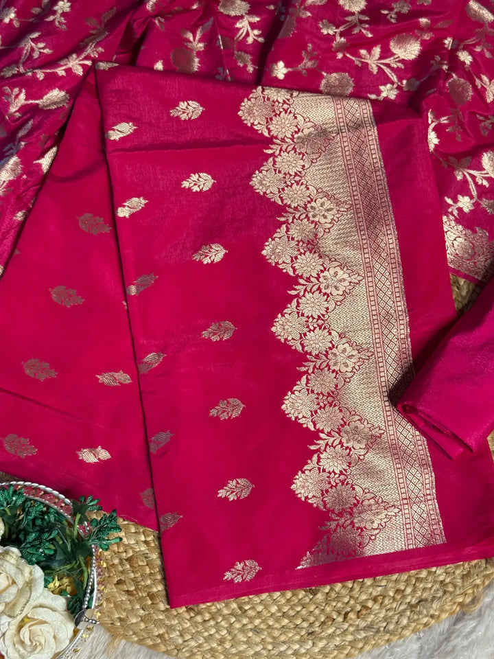 Rani Pink 3 pcs Chinia Banarasi suit set