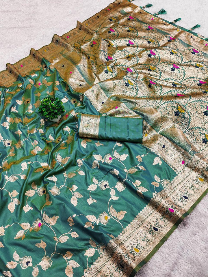 Premium Banarasi Katan Silk Saree with Rich Pallu and Blouse