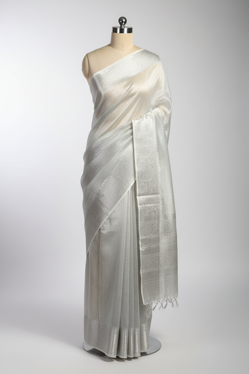 Silver Shade Kota Tissue Silk Banarasi Saree