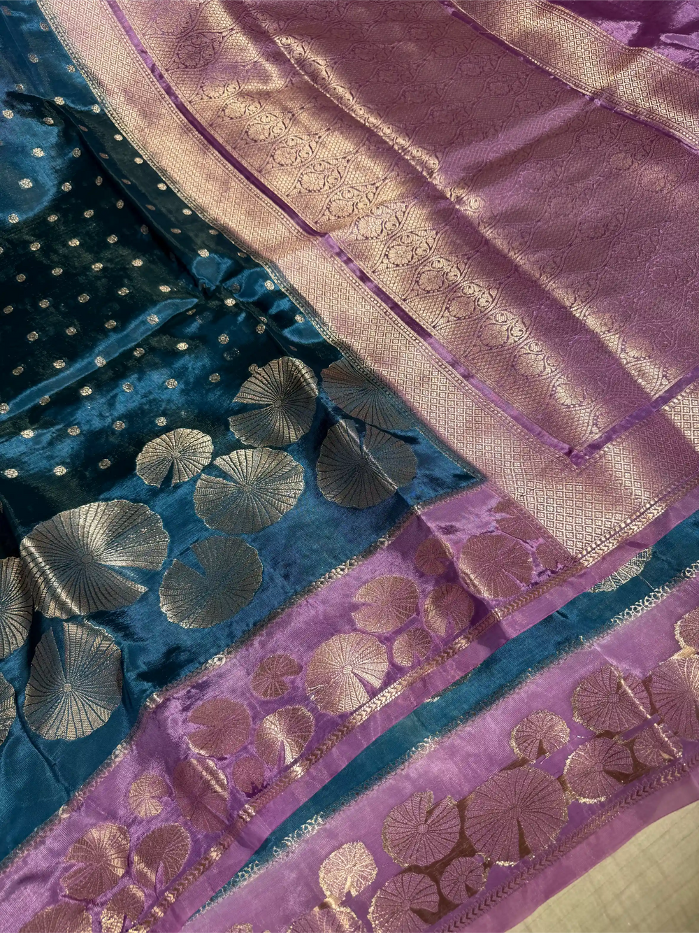 Cobalt Blue Banana Silk Contemporary Banarasi Saree