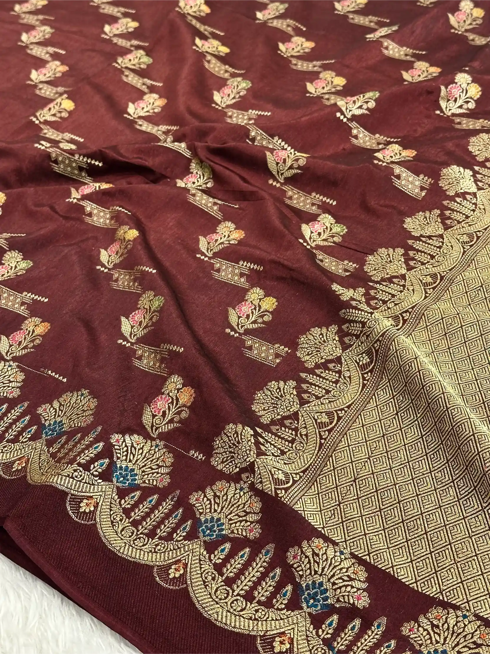Coffee Brown Tilfi Meena Warm Silk Banarasi Saree