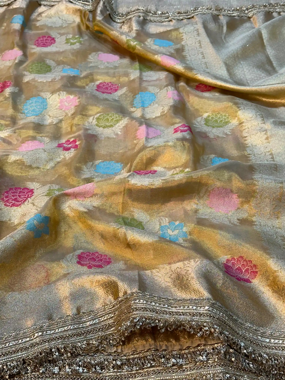 Copper Shade Tilfi Meenakari Tissue Silk Banarasi Saree