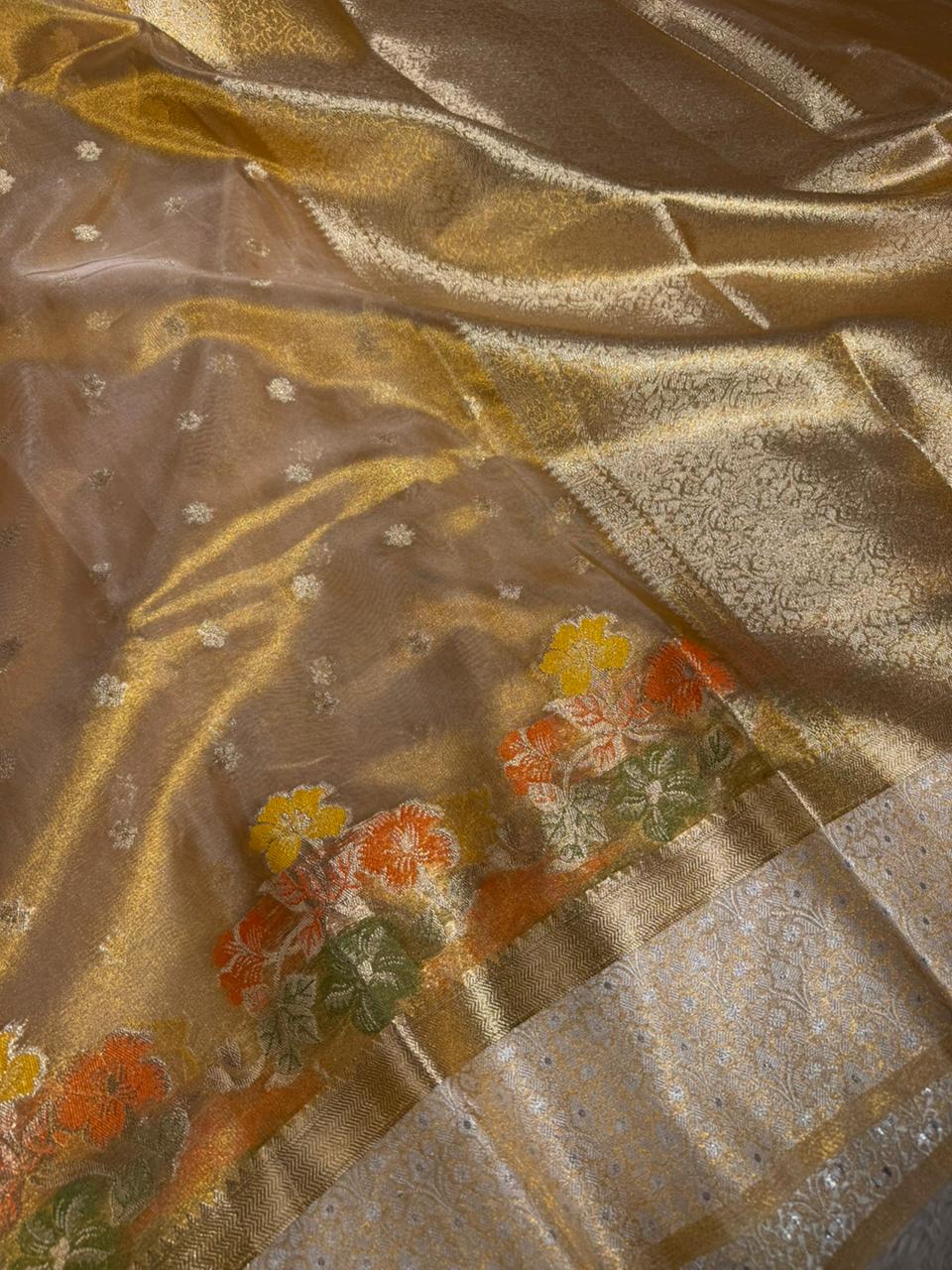 Copper Shade Tissue Silk Buti Weave Banarasi Saree