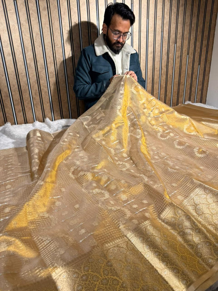 Copper Shade Tissue Silk Traditional Weave Banarasi Saree