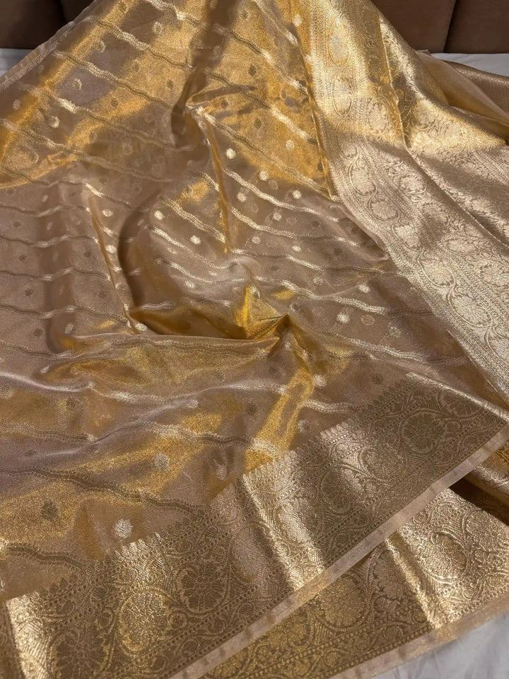 Copper Tissue Silk Buti Banarasi Saree