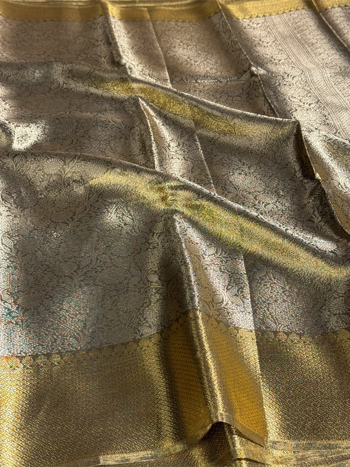 Copper Tissue Silk Embossed Banarasi Saree
