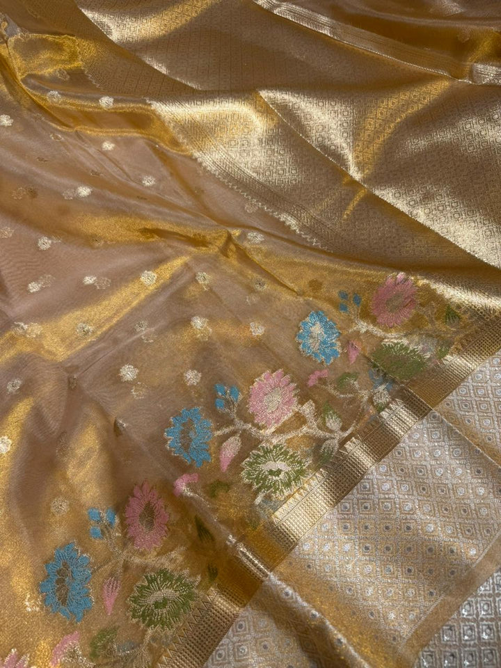 Copper Tissue Silk Heritage Meenakari Weave Banarasi Saree 