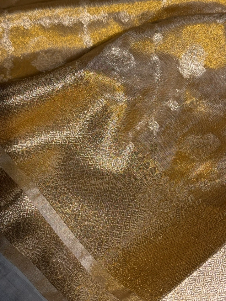 Copper Tissue Silk Saree with Rich Pallu & Blouse