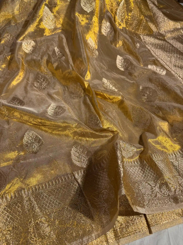 Copper Tissue Silk Saree with rich pallu and blouse