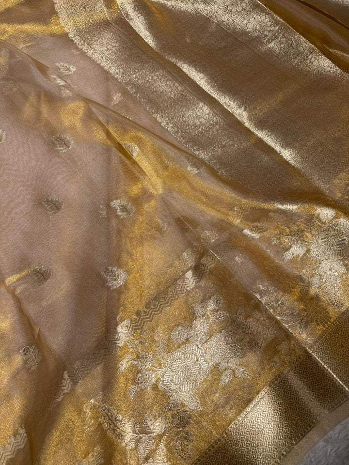 Copper Tissue Silk Traditional Buti Banarasi Saree 