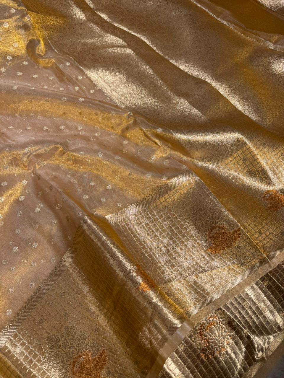 Copper Tissue Silk Traditional Buti Banarasi Saree