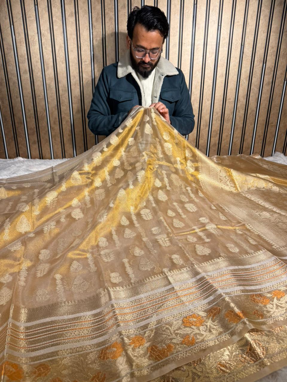 Copper Tissue Silk Traditional Weave Banarasi Saree