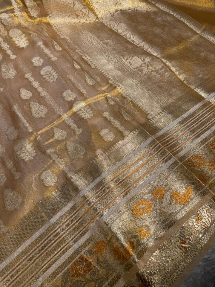Copper Tissue Silk Traditional Weave Banarasi Saree