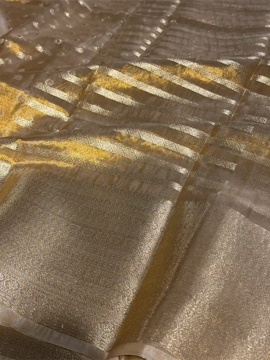 Copper Tissue Silk Zari Buti Weave Banarasi Saree