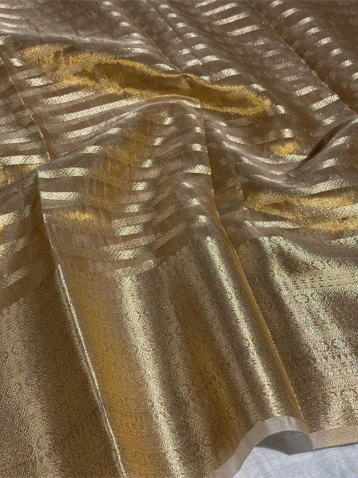 Copper Tissue Silk Zari Buti Weave Banarasi Saree