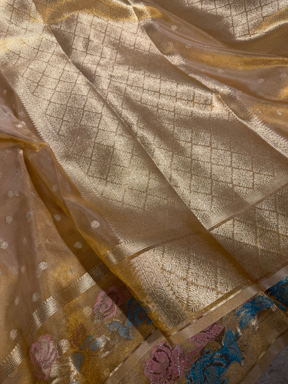Copper Tissue Silk Tilfi Meenakari Banarasi Saree