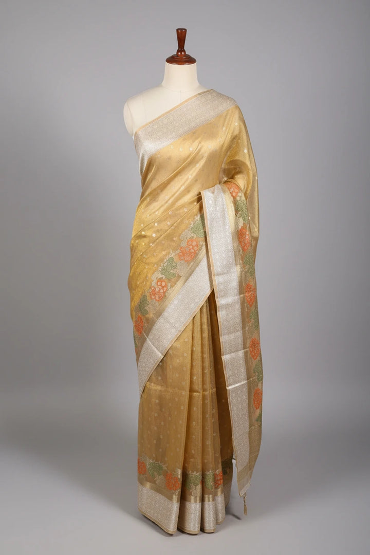 Copper Tissue Silk Weave Meenakari  Banarasi Saree